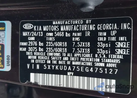 2014 Kia Sorento Ex V6 from USA, damaged, VIN 5XYKUDA75EG475127